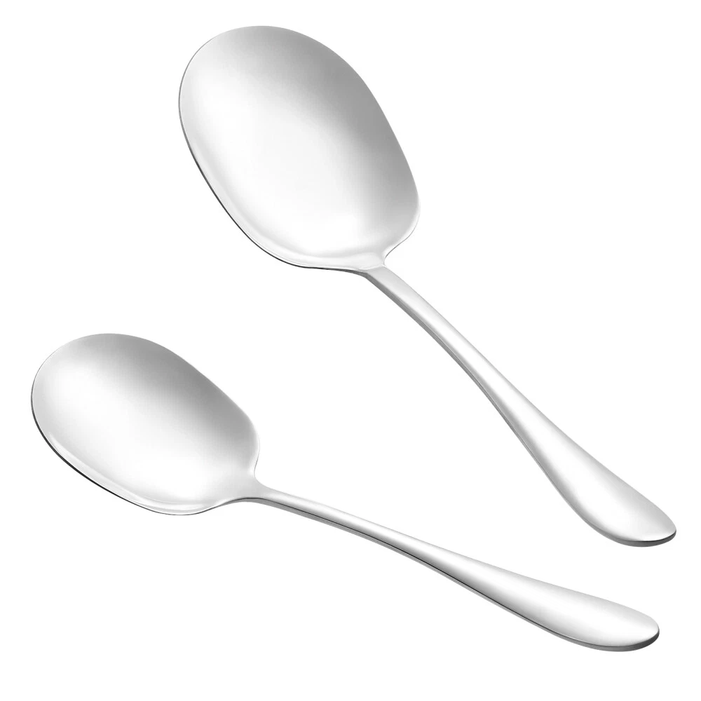 2PCS Flat Serving Spoon Big Spoon Basting Cooking Spoon serving utensils