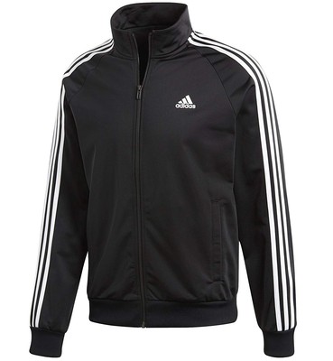 Men's New Adidas Essentials Zip Track Top Tracksuit Retro Jacket - Black | eBay