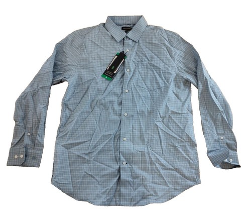Banana Republic Mens Camden Fit Non-Iron Dress Shirt Light Blue Micro Check  L | eBay