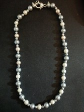 Handmade Pearl Necklace with Silver Heart Clasp 22"