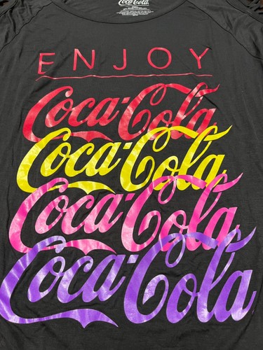 NWT Coca-Cola Logo Black Cold Shoulder Shirt Women’s Size Small - Picture 2 of 6
