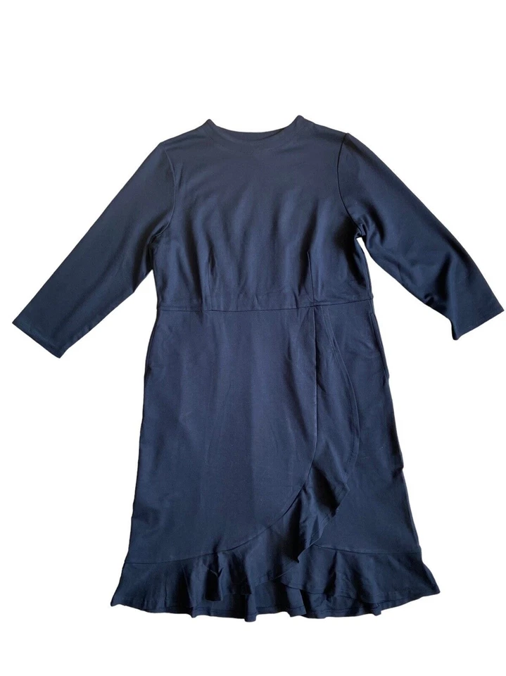 Vestido para mujer Jill Ponte tejido con volantes dobladillo talla M azul minimalista ropa de trabajo de oficina Foto 4 de 4