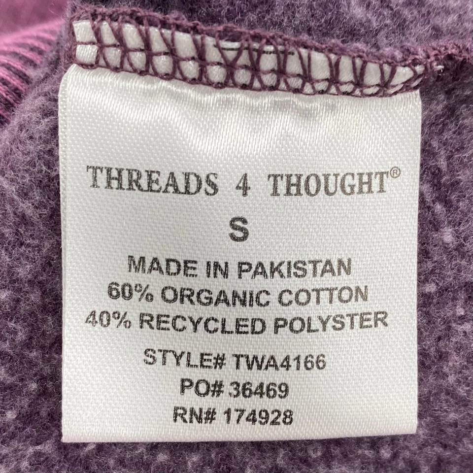 Threads For Thought Rose Mineral Wash Crop Hoodie Women's Small NWT Eggplant - Image 4 of 4