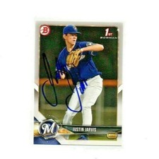 Justin Jarvis 2018 Bowman Draft autograph signed baseball card Brewers Bd-104 c