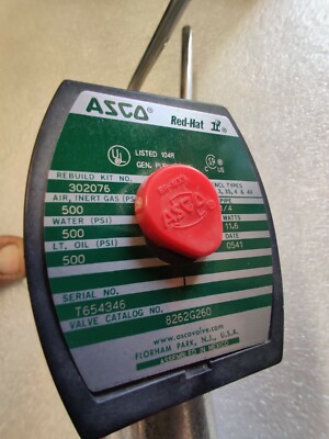 ASCO Red Hat 8262G26024DC NEW NO BOX 24VDC 500 PSI Solenoid Valve 1/4'' +Swagelok