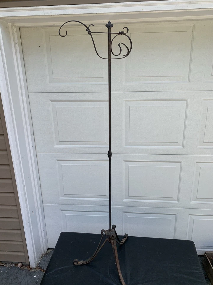 Traje de mayordomo de hierro de metal de latón vintage soporte abrigo ropa colgador de plantas raro ANTIGUO Foto 3 de 4