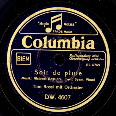 TINO ROSSI Soir de pluie / L'amour est comme une chanson  Schellackplatte  S6571