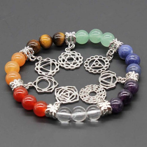 Glücksarmband Armband 7 Chakren Yoga Wulst Reiki Buddha Beads Edelstein Karma - Picture 6 of 14