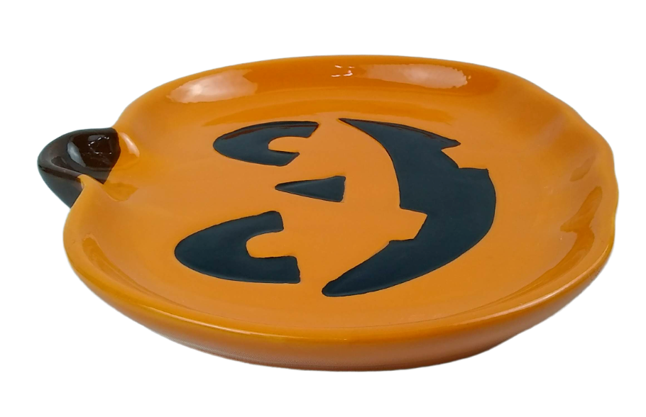 Halloween Happy PUMPKIN Ceramic Candy Dish Jack-o'-lantern Plate Small ...