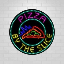 LED Pizza By Slice Sign for Retail Displays  Light Up Sign  26"H x 26"W