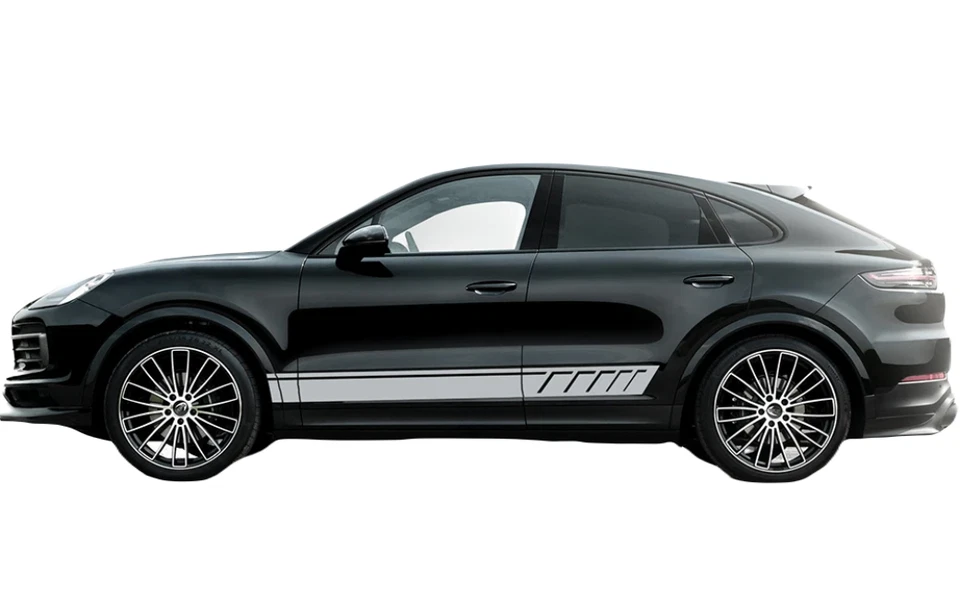 Calcomanía gráfica de vinilo a rayas laterales para coche Porsche Cayenne auto puerta calcomanía personalizada Foto 2 de 4