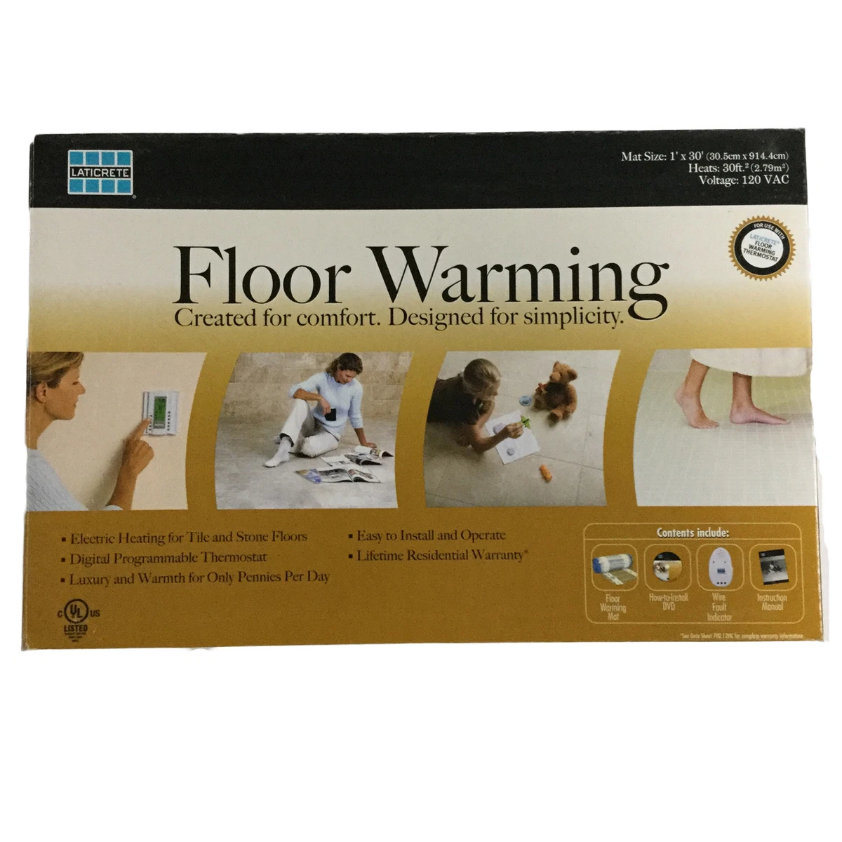 Laticrete Electric Floor Warming Kit Radiant Heat Mat System, 30 Sq ft,  120V | eBay