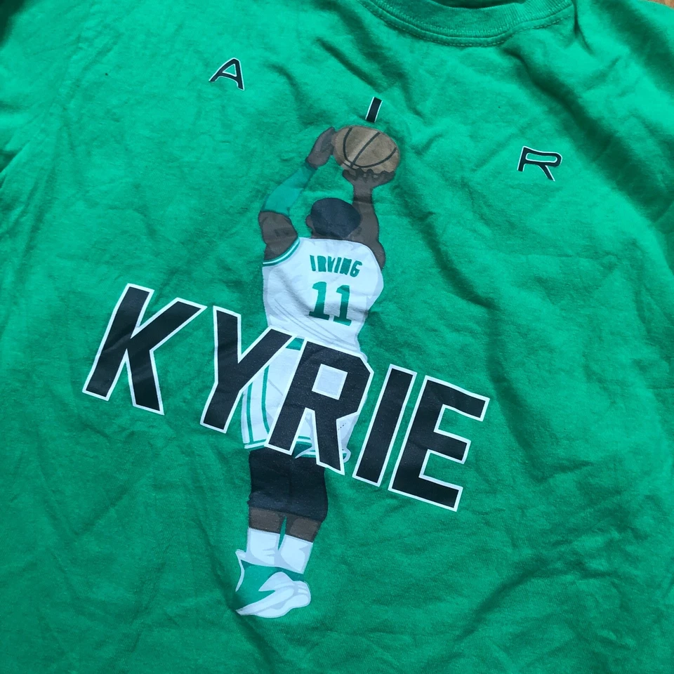Kyrie Shirt Boys Medium Long Sleeve Top Green Irving Basketball NBA Cotton Youth - Image 3 of 4