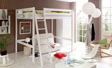 ANGEBOT Massivholz Hochschläfer "Matthias 140" B-WARE Weiß lackiert Hochbett