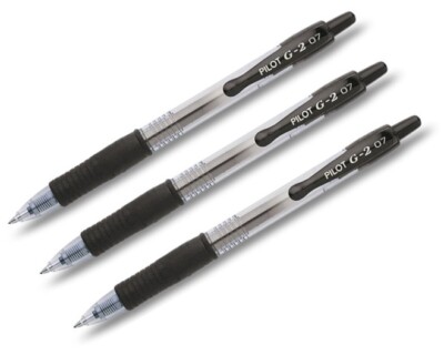 3x Pilot Gelschreiber Rollerball Pen BL-G2-7 Kugelschreiber fein 0,4 mm schwarz