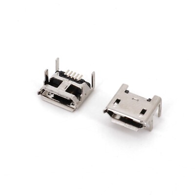 100Pcs Micro USB Type B 5Pin Female Socket 4 Legs Fixed Solder Jack Connector
