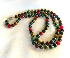 Natural 10MM Tiger's Eye Round Multi-Color Gemstone Beads 2 Necklaces 23"/ 28"