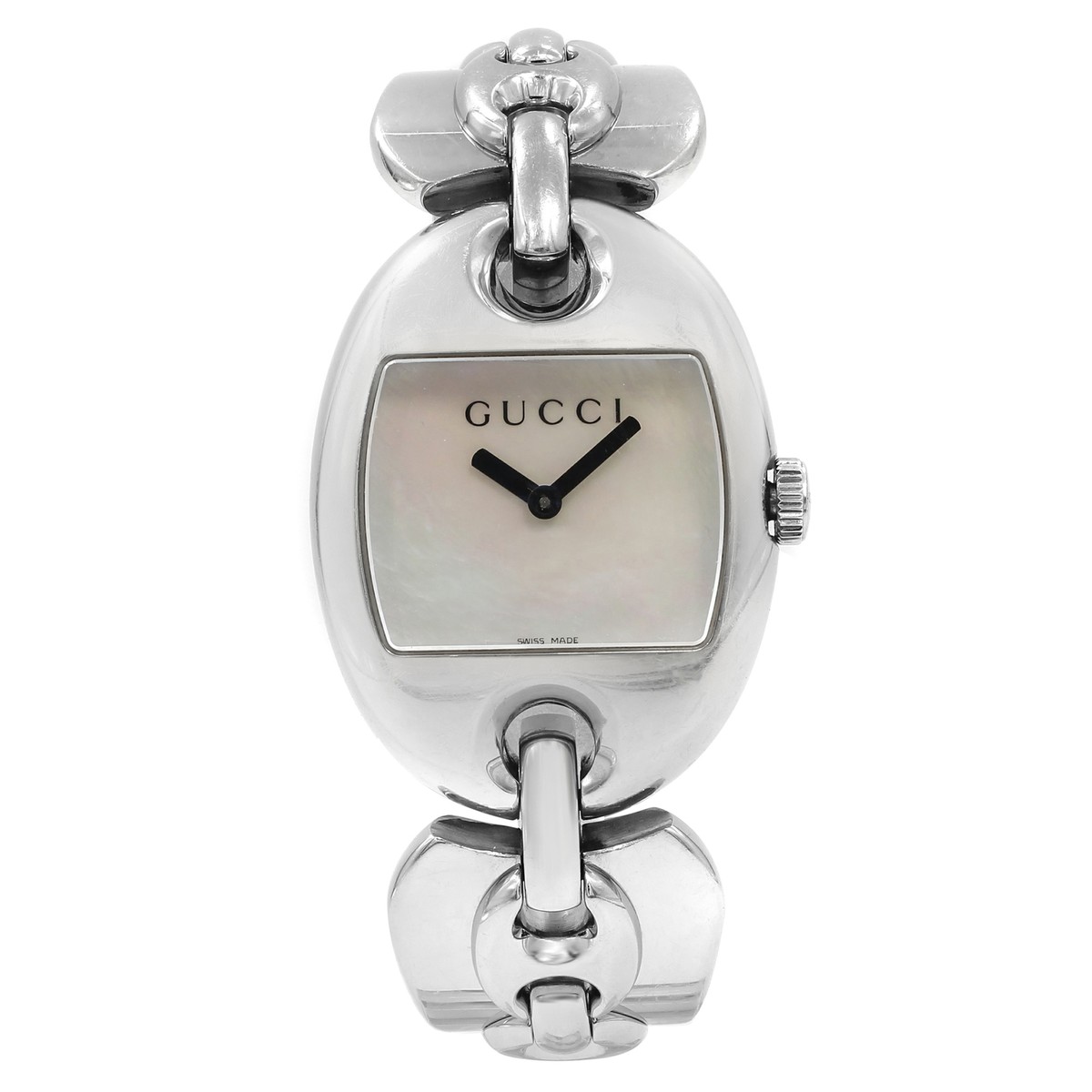 Gucci 121 Marina Chain MOP Dial Steel Quartz Ladies Watch YA121302
