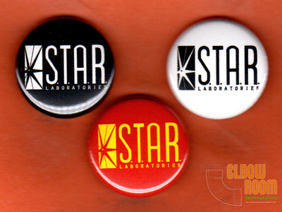 Set of three 1'' Star Labs pins buttons  The Flash CW 