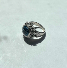 Sterling Silver Blue Topaz Ring sz 8
