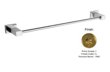 Newport Brass 19-02 Cube 24" Solid Brass Towel Bar In Forever Brass PVD, New 