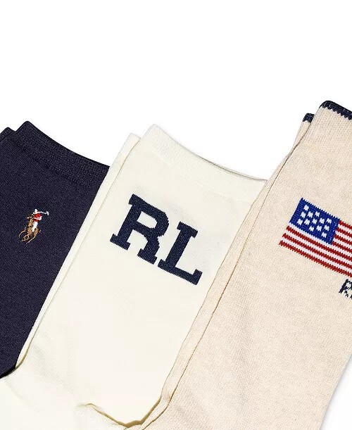 3 paia calzini polo donna Ralph Lauren 》Polo pony bandiera logo RL in scatola nuovi con etichette