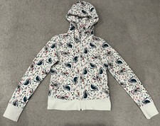 Zella Women  s White Flower Floral Design Zip Up Hoodie Size M Medium
