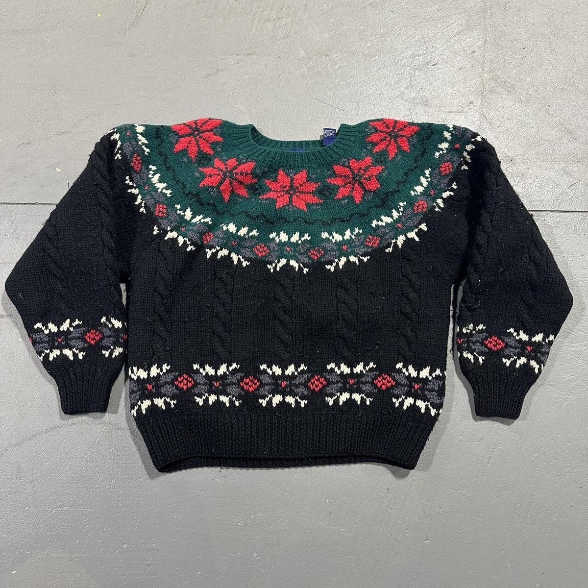 90s GAP Floral Pattern Hand Knit Wool Sweater Size Small | eBay