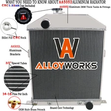 3 Row Aluminum Radiator For 1942-1948 Ford Mercury Pickup/Sedan/Deluxe Chevy V8