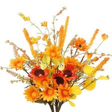 3 Pcs Artificial Fall Flowers Mum Bulk Orange Fall Floral Stems Forsythia Silk