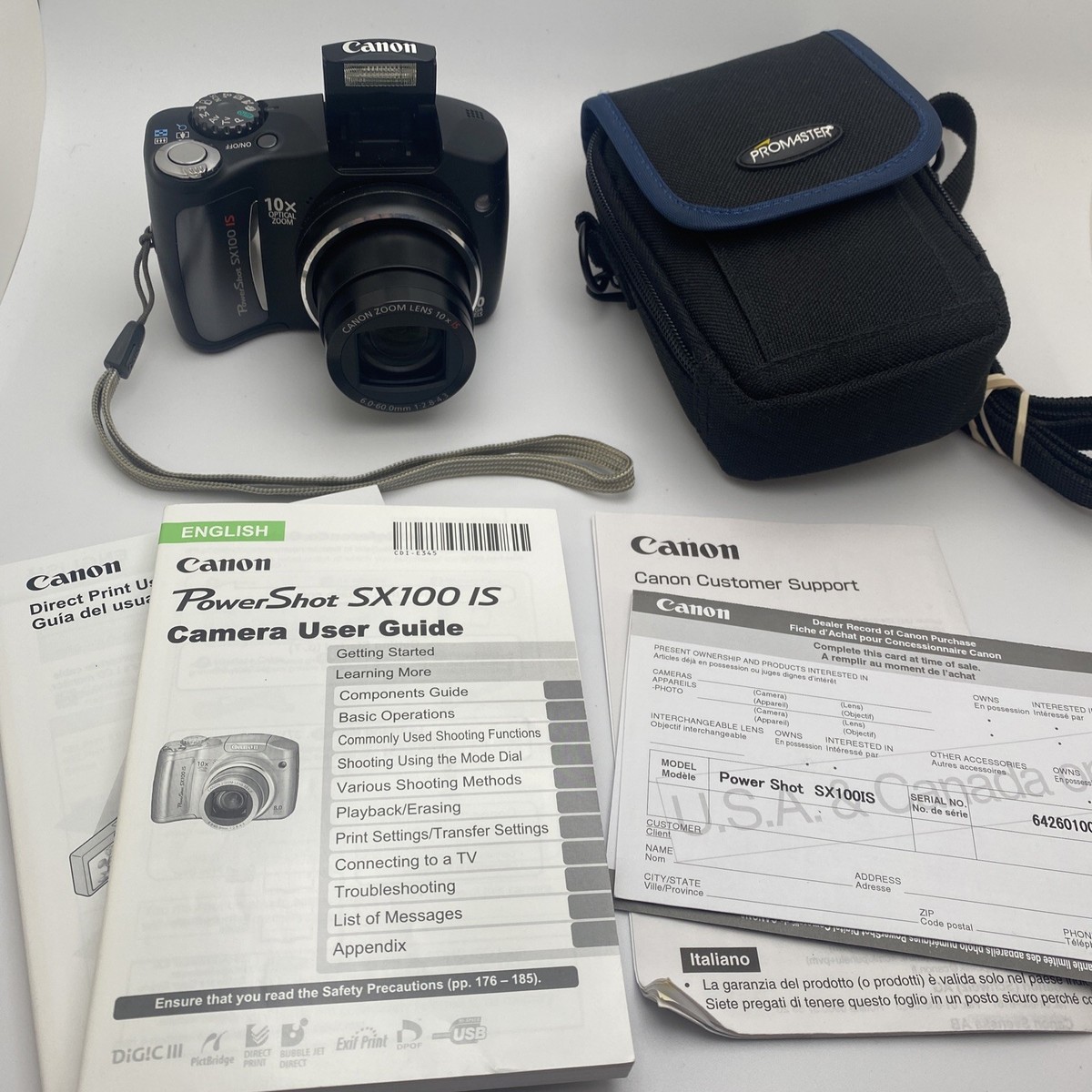 Canon PowerShot SX100 IS 8MP Digital Camera PC1256 Black Tested