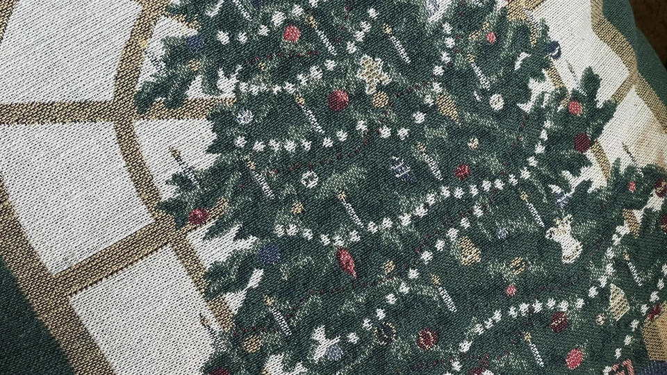 Newport Christmas Tree Green Tapestry Throw Pillow Holiday Decorations 17x17” - Image 2 of 4