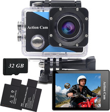 Action Cam 1080P Con Scheda Di Memoria Da 32GB, Fotocamera Subacquea Impermeabil