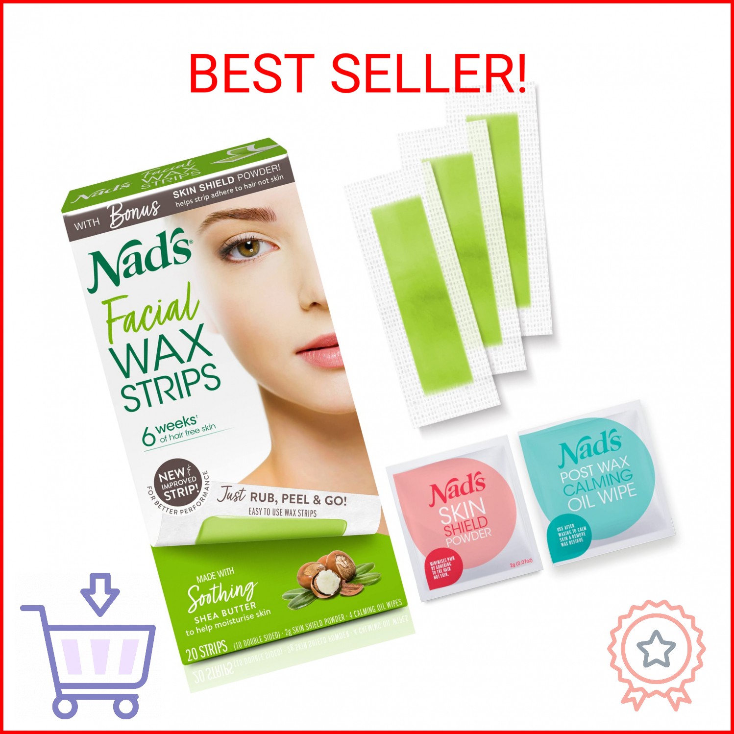 Facial Wax Strips - Hypoallergenic for All Skin Types - Hair Removal Fo