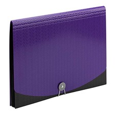 Poly Expanding File, 6 Dividers, Flap and Cord Closure 7 Letter Purple/Black