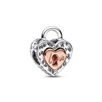 Pandora Charm 782505C00 Bicolor VorhäNgeschloss Teilbares Herz-Charm