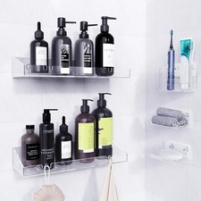 Adhesive Shower Caddy, 5 Pack Acrylic Shower Shelves Bath Organizers With Large