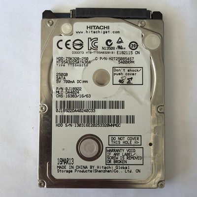 250GB 2.5'' SATA Hitachi HTS543225A7A384 E20253320WNMGC | TESTED | GRADE A