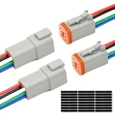 2 Sets 6 Pin Waterproof Automotive Plug Connector with 16AWG -40 -105 600V Wi