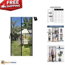 Heavy-Duty Magnetic Screen Door   Self-Sealing Mesh for 36x82 Inch Doors