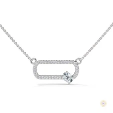 0.60 CT. Oval Link Diamond Pendant | 14K White Yellow Rose Gold Platinum | IGI C
