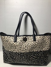 Tory Burch Kerrington Leopard Print Tote Bag - Black and Cream
