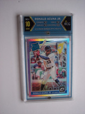 2018 Donruss Optic Holo Prizm Ronald Acuna Jr Rated Rookie card #63 RCG 10 Jewel. rookie card picture