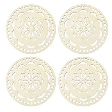 4Pcs Crochet Basket Base, 5.5" Round Wooden Basket Bottoms, Wood Color Flower 