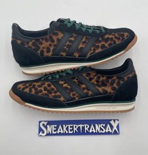 New Adidas SL 72 Leopard Print Real Fur Black Size U.S Women  s 7.5 JI0187 NB