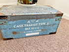 Vintage blue wooden box furniture army transit case