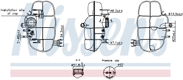 NISSENS-OE 996237-OE Expansion Tank, coolant for OPEL,VAUXHALL