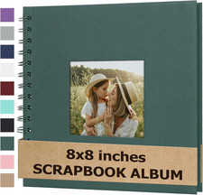 Scrapbook Album 8X8 Inches Photo Album Hardcover Kraft with Window Scrap Blank