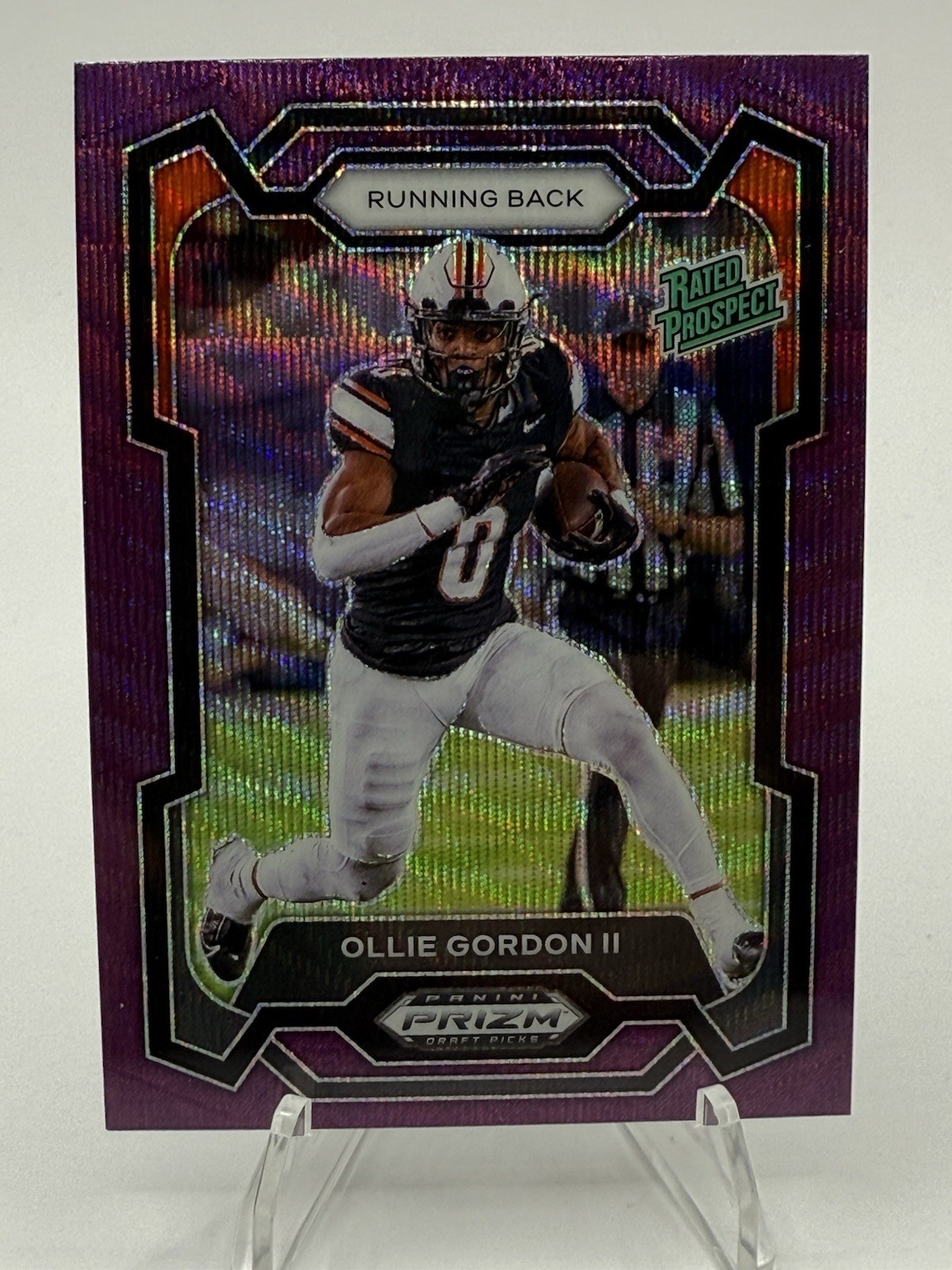 2024 Panini Prizm Draft Picks Ollie Gordon II Purple Wave Prizm Rated Rookie