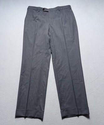 Isaia Napoli Pants Mens Size 48 R Grey Wool Dress Trousers Made In Italy